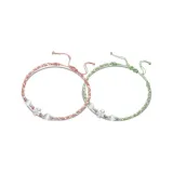 Браслет-шнурок с четырехлистным клевером Зеленый+Розовый (1 пара)