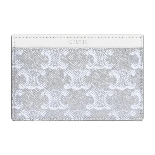 CELINE Коровья кожа Держатель для карт Держатель для карт Мужской Серебристый Белый