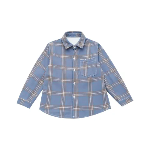 RHOBESAM Zhang Yang Фрукты 20A37 Клетчатый Композитный Ультра Мягкий Интегрированная Рубашка Синий Kids Повседневные Рубашки