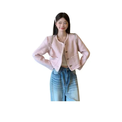 PZHK Розовый Женский Короткий Пальто