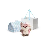 Лиса Персик Брелок 16 см (Плетеная соломенная шляпа, ожерелье включено)