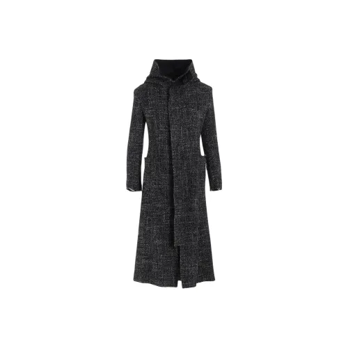 Yohji Yamamoto Femme FW25 Ручная работа Твид С капюшоном ZIP Пальто Женское