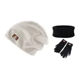 Бежевая шляпа + черные перчатки + шарф