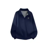 [Thickened и с флисовой подкладкой] Темно-синий Синий (Минималистский стиль Логотип льва на груди)