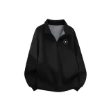 [Thickened и с флисовой подкладкой] Черный (Tb Минималистский стиль Логотип льва на груди)