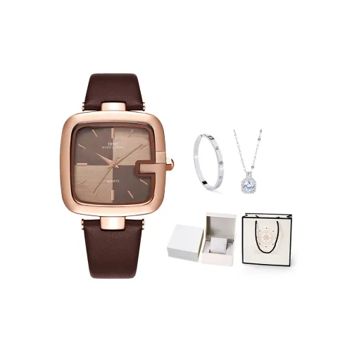 IBSO Maillard Style Series Кварцевый механизм Естественная кожа Ремешок Часы Женские Часы Кофейный Циферблат Часов