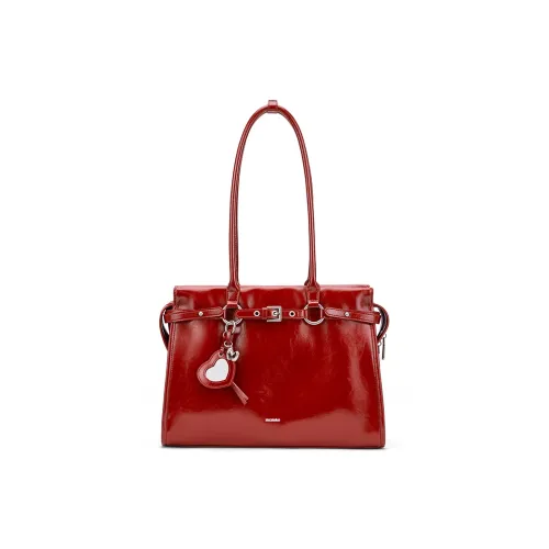 MCMIKO Коровья кожа Тоут Сумка Сумка через плечо Стандартная Женская Праздничная Красная Темно-черная