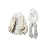 Бежевый + Белый Свитшот + Светло-Серые Штаны