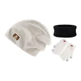 Бежевая шляпа + белые перчатки + шарф