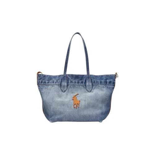 Ralph Lauren Хлопок Тоут Сумка Сумка для покупок Сумка среднего размера Женская Небесно-голубая