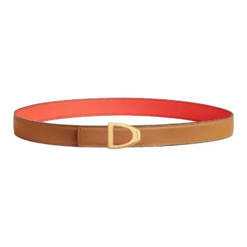 HERMES Телячья кожа Кожаные ремни Женские Naturel SABLE Апельсин Field 2,4CM