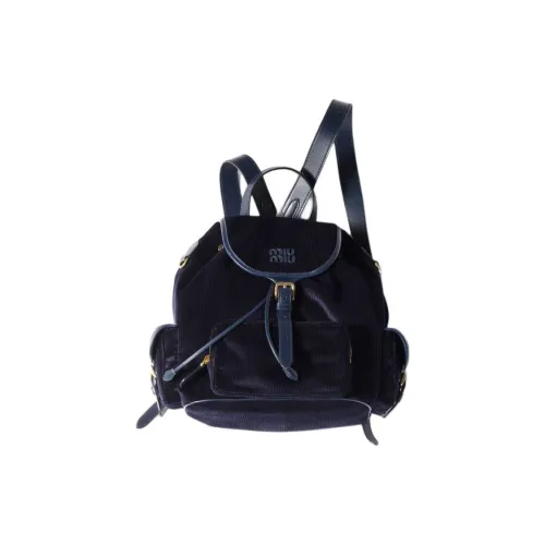 MIU MIU Cotton Backpack Large Women's Marine Blue