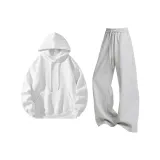 Белый топ + серые штаны