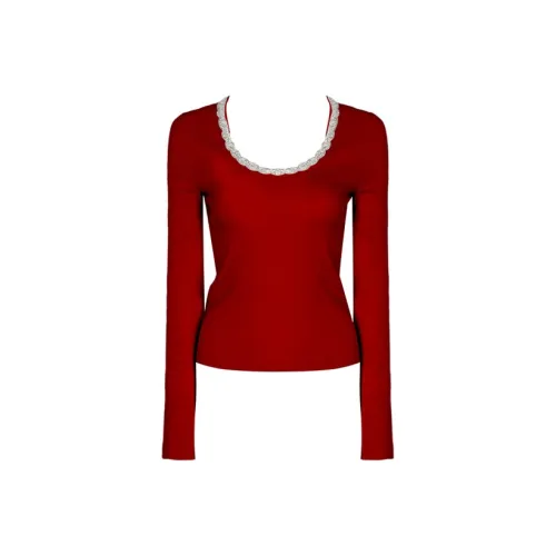 DPLAY Винтажный красный Женский Трикотаж