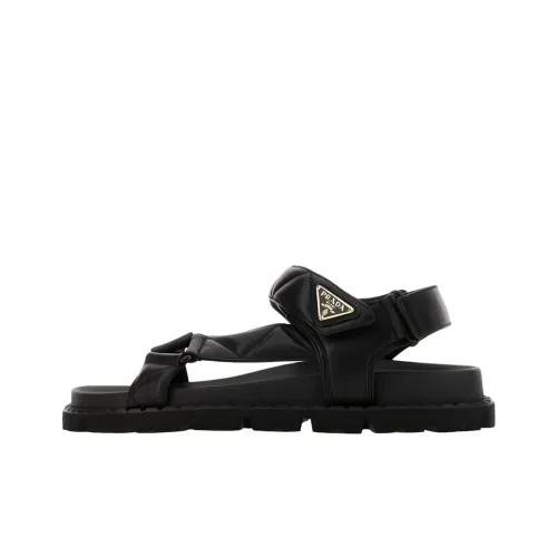 PRADA Triangle One Strap Sandals Women's Black