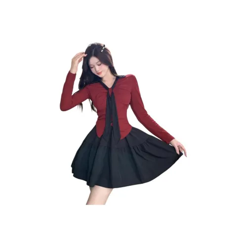 YICHEN Бургунди Топ Женский T Рубашка