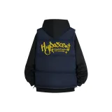 Черный с белым логотипом [с флисовой подкладкой] свитшот + темно-синий с желтым логотипом жилет