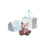 Лиса Персик 35 см (Полосы Комбинезон Коробка Включено)