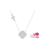 [Белый циркон] - Легкий мерцающий кулон в виде четырехлистного клевера