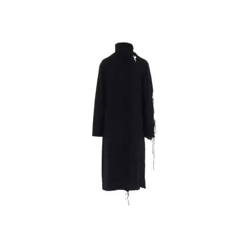 Yohji Yamamoto Femme FW25 7G1P Простой Стич+Кожа STRING Высокий Воротник PO Трикотаж Женские