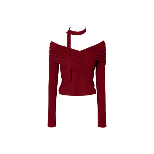 DPLAY Винтажный красный с лентой Женские T-рубашки