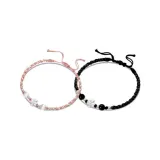 Браслет-шнурок с четырехлистным клевером, черный + розовый (1 пара)