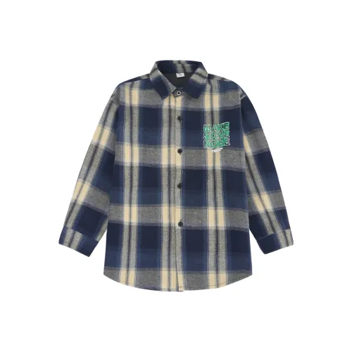 RHOBESAM Zhang Yang Фрукты 987 Модель Интегрированный Бархат Клетка Рубашка Сине-белый Check Kids Повседневный Рубашки