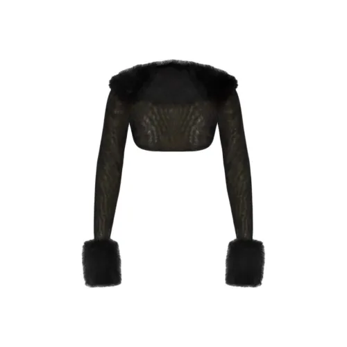 OH POLLY Искусственный мех отделка болеро кроп-топ женский