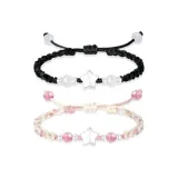 Романтический браслет с пятиконечной звездой, шнурок (1 пара)