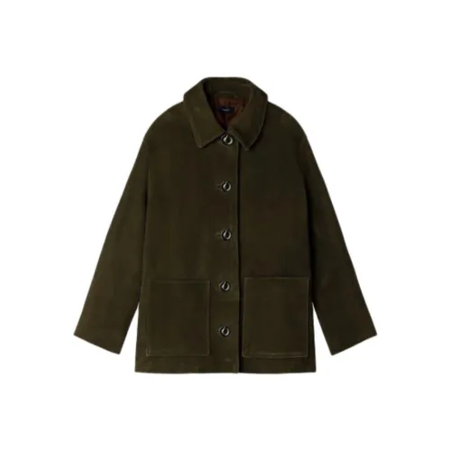 SOEUR Оливковый Женский Кожаный Куртка