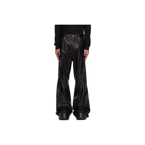 RICK OWENS RO Кожаные брюки Мужские Черные