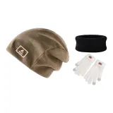 Коричневая шляпа + белые перчатки + шарф