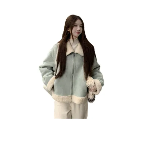 PZHK Светло-синий Женский Короткий Пальто