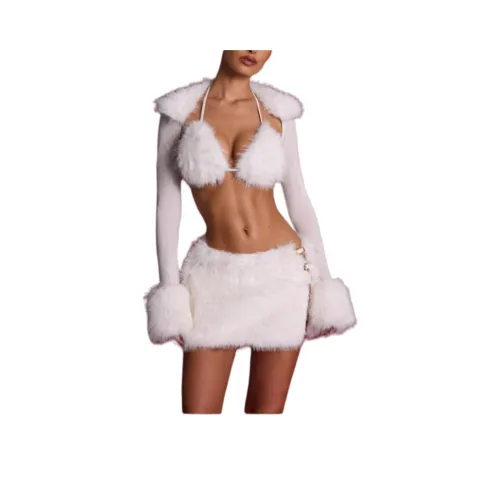 OH POLLY Искусственный мех отделка болеро кроп-топ женский