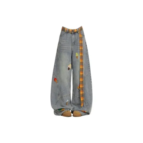 April20th Синий Стандартный с ремнем Женские Джинсы