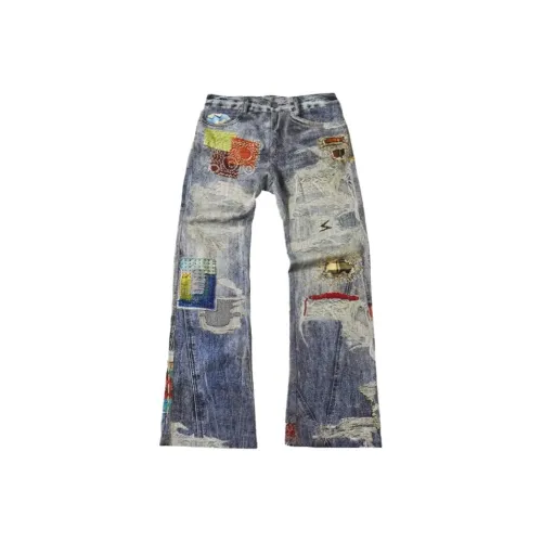 QEWBG Синий [3D Цифровой] Унисекс Джинсы