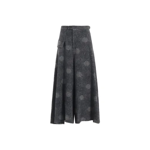 Yohji Yamamoto Femme FW25 Шерсть SHADOW DOT FLARE PANTS Casual Pants Women's