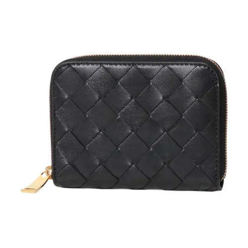 Bottega Veneta Sheepskin с коровьей кожей кошелек для монет женский черный