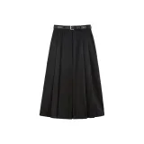 Черная шерстяная длинная юбка с складками