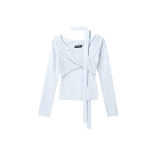 Tryforlove Светло-синий Трикотажная ткань Свитер Женские Свитера