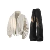 Белое пальто + черные штаны