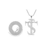 Ярко-серебристый (Подвеска + Цепочка)