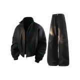 Чёрное пальто + чёрные штаны