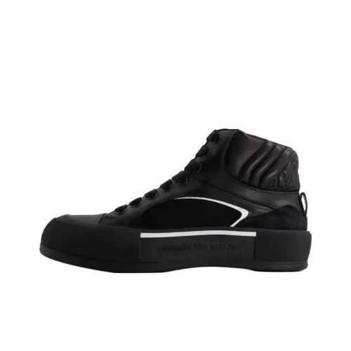 Alexander McQueen Deck MID Топ Скейтборд Кроссовки Мужские Черные