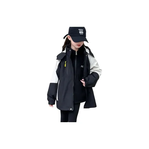 ZHIO Черный флис с подкладкой + пальто для детей туристическая одежда