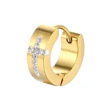 Гладкая отделка, украшенная стразами, крест, серьги-кольца, золото, одиночный