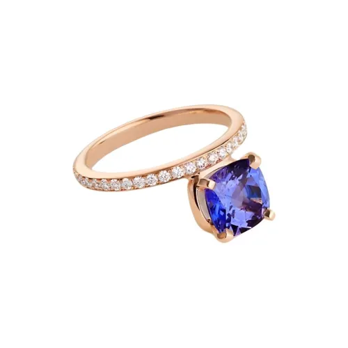 HERMES Танзанитовые кольца унисекс розовое золото