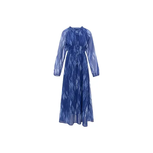 Leather Cat Длинное платье с длинными рукавами женское