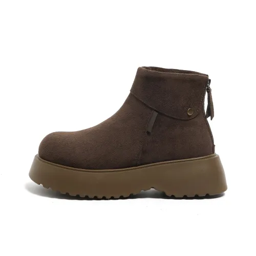 HUANQIU Утолщенные и с флисовой подкладкой сноубутсы ботильоны женские кофейного цвета
