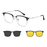 Черный Серебряный Одиночная Рамка с Серыми Линзами + Ночная Видимость